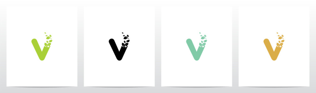 Letter Eroded Into Leaf Letter Logo Design V