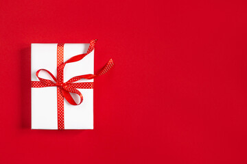 top view on red present box