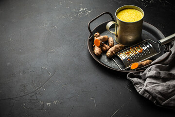 Healthy turmeric milk beverage