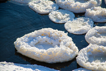 round ice near the dam
