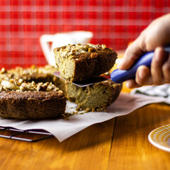 Banana cake and nuts