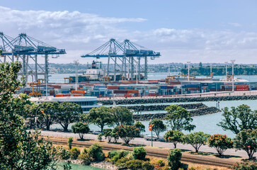 Commercial dock in Auckland, North Island, New Zealand