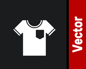 White T-shirt icon isolated on black background. Vector Illustration.