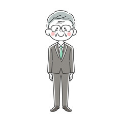 笑顔の年配ビジネスマンのイラスト