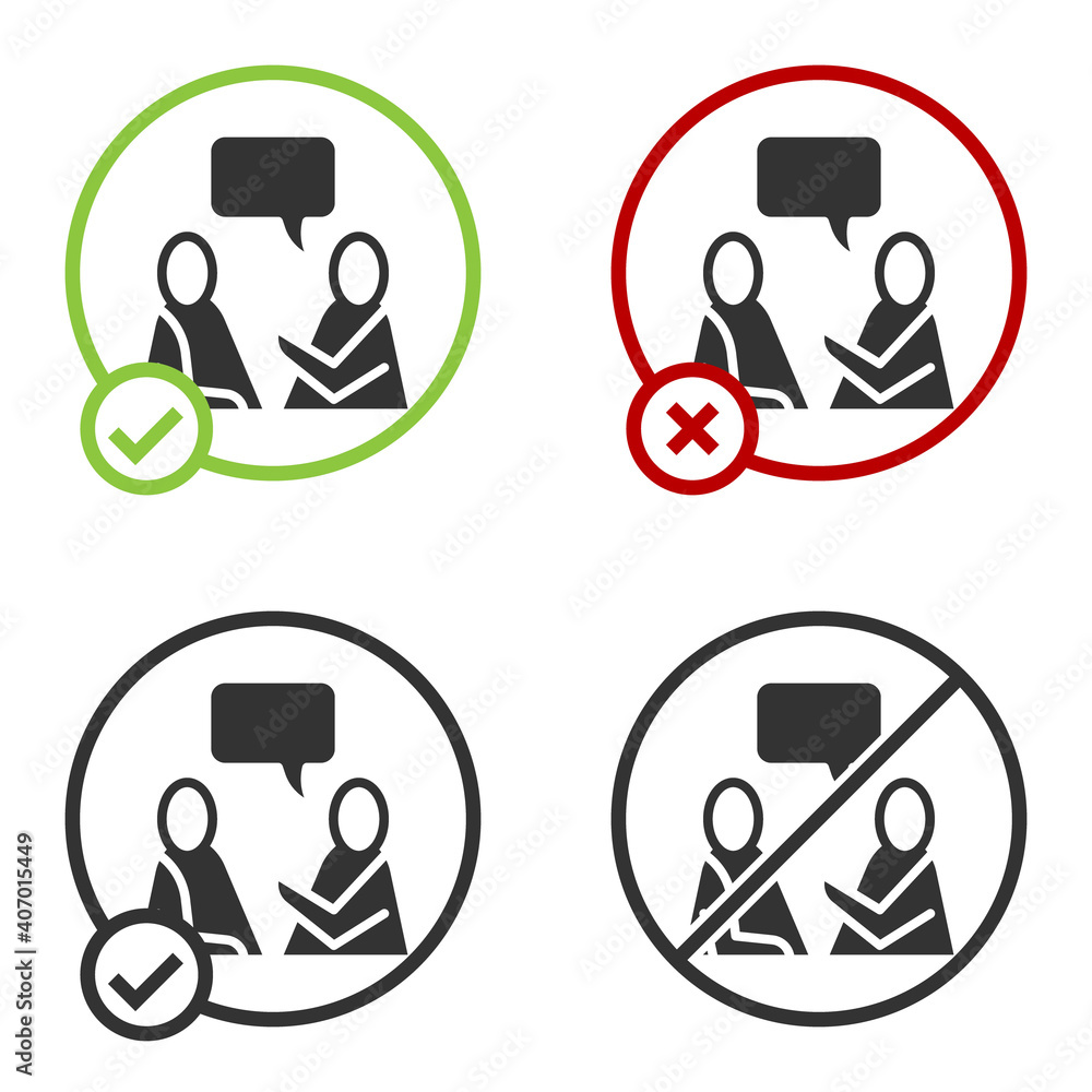 Poster black two sitting men talking icon isolated on white background. speech bubble chat. message icon. c