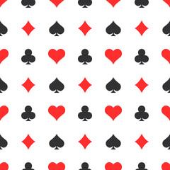Poker suits seamless pattern background. Casino elements vector illustration.
