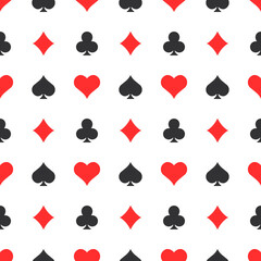 Poker suits seamless pattern background. Casino elements vector illustration.