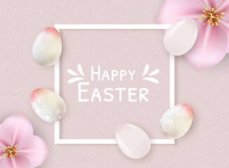 Fototapeta na wymiar Happy Easter Spring Holiday Background Illustration