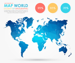 Fototapeta na wymiar Infographics - Polygonal abstract blue world map on white background. Vector illustration eps 10.
