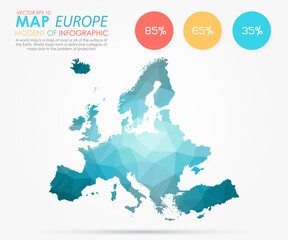 Infographics - Polygonal abstract blue of Europe map on white background. Vector illustration eps 10.