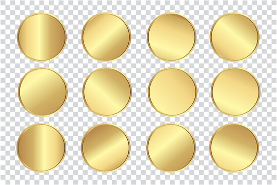 Transparent - Gold circle, Realistic metal button with circular processing. vector illustration eps 10.