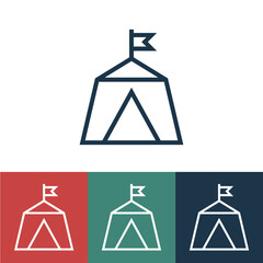 Linear vector icon with tent