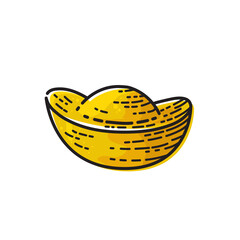 Gold ingot isolated on white background. Vector illustration of Chinese new year icon.