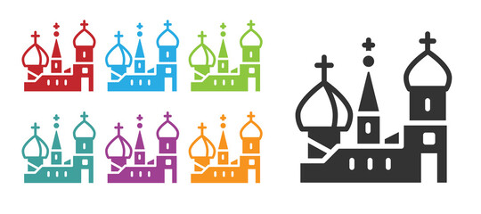 Black Moscow symbol - Saint Basil's Cathedral, Russia icon isolated on white background. Set icons colorful. Vector.