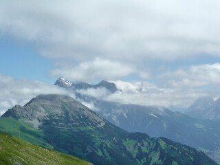 Fototapeta premium Mountain hiking through Ammergau Alps, Tyrol, Austria