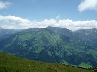 Fototapeta premium Mountain hiking through Ammergau Alps, Tyrol, Austria