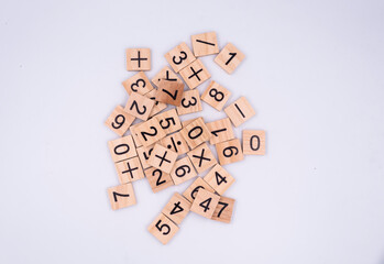 Number on wood block on background,