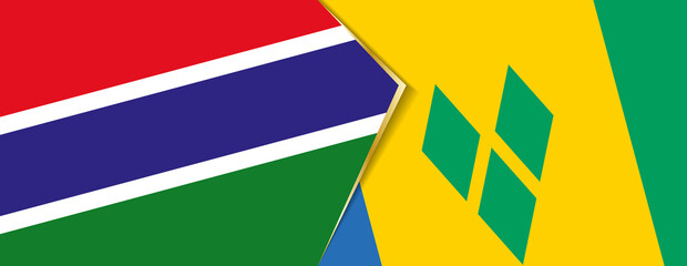 Gambia and  Saint Vincent and the Grenadines flags, two vector flags.