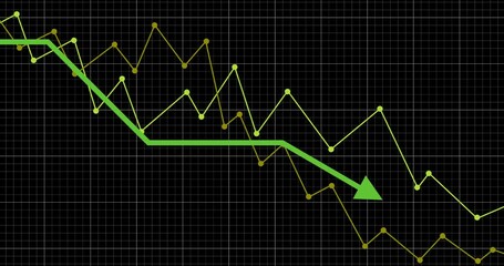  artwork depicts financial failure, bearish stock market, bad sales, business loss, and investment lost. Alpha Luma Matte included. 4k video