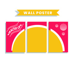 poster set connects wall decor, unique vector themes of healthy life and fruits