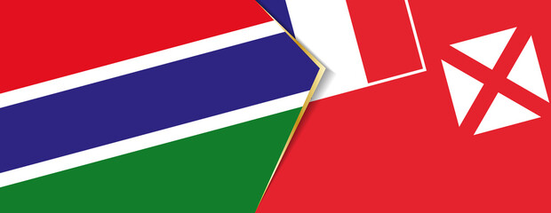 Gambia and  Wallis and Futuna flags, two vector flags.