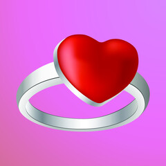 ring with heart vector