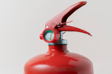simple abstract red fire extinguisher isolated, safety problem concept