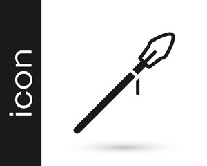 Black Medieval spear icon isolated on white background. Medieval weapon. Vector.