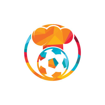 Soccer chef vector logo design. Soccer ball and chef hat icon design.