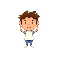 Fototapeta premium Child covering his ears, happy cute kid