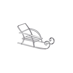 A retro sledge illustration on white background. Designed for prints, coloring page for adults and kids.