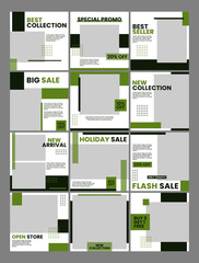 Collection of social media feed templates. Suitable for online stores in promoting a product or brand
