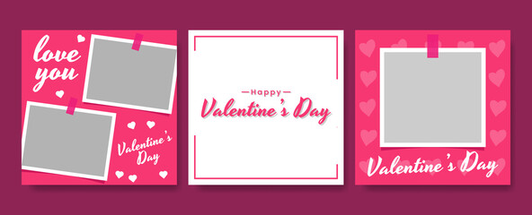 Collection of social media feed templates valentine's day theme. Suitable for online stores in promoting a product or brand
