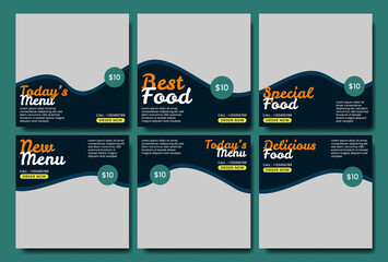 Collection of social media feed templates culinary theme. Suitable for online stores in promoting a product or brand
