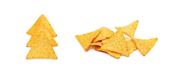 Corn chips,triangle, nachos isolated on white background