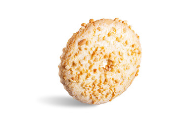 Shortbread cookies with peanuts on a white isolated background