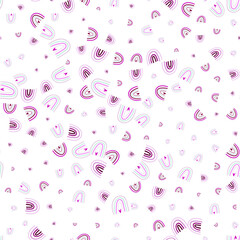 Valentine's Day rainbow and hearts samless abstract hand drawn pattern. Childish texture background. Stock vector