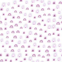 Valentine's Day rainbow and hearts samless abstract hand drawn pattern. Childish texture background. Stock vector