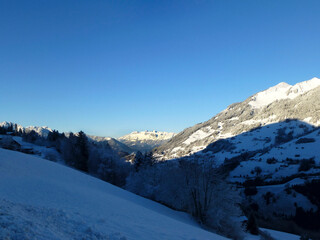 Fototapeta na wymiar Winter hiking tour to Hoher Frassen mountain, Raggal, Austria