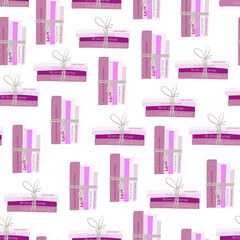 Books about love seamless pattern for Valentine's Day.  Girly pink pattern for wallpaper, clothes, fabric desifn, wrapping paper etc.