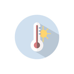 Naklejka premium Thermometer. Summer temperature. Flat icon on a circle. Weather vector illustration