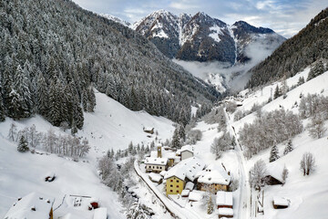 Fototapeta premium Aerial view of Vallunga in Tartano Valley in Valtellina, Italy 