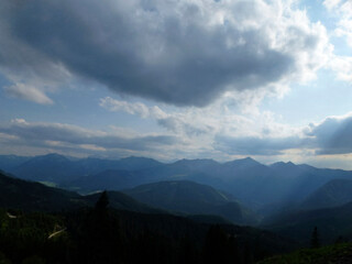 Mountain hiking tour to Schildenstein mountain, Bavaria, Germany