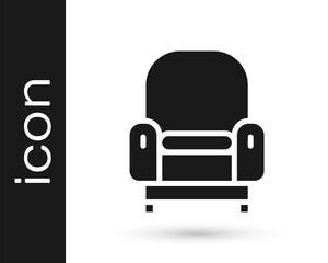 Black Armchair icon isolated on white background. Vector.