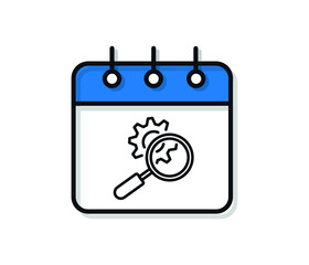 Magnifier and gear icon vector. business and engineering concept. Flat isolated illustration
