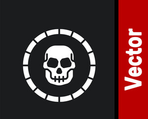 White Pirate coin icon isolated on black background. Vector.