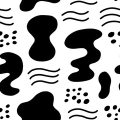 Hand drawn ink geometric shapes seamless pattern