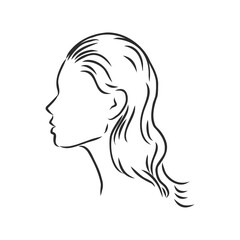 Beautiful Girl Face Silhouette, Vector illustration. girl profile vector sketch illustration