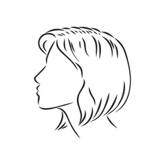 Beautiful Girl Face Silhouette, Vector illustration. girl profile vector sketch illustration