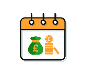 British pound coin. Isolated vector sheet on plain background.
